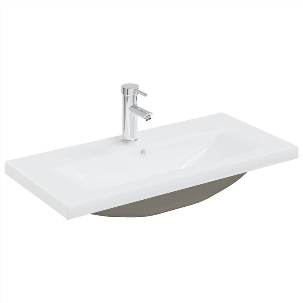 Bathroom Furniture Set High Gloss Grey Chipboard