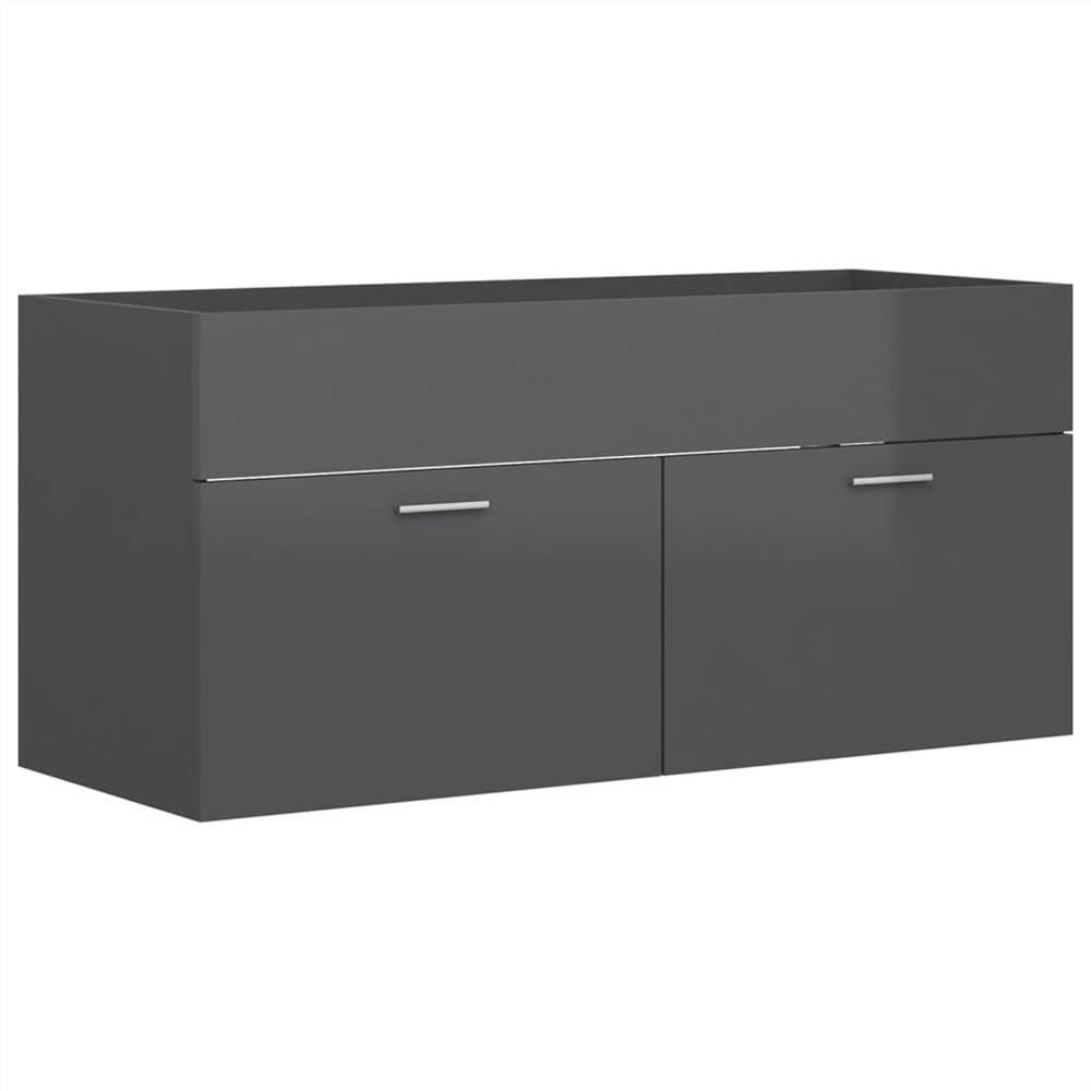 Bathroom Furniture Set High Gloss Grey Chipboard