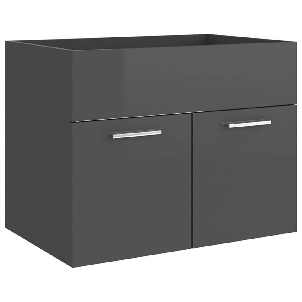 Bathroom Furniture Set High Gloss Grey Chipboard