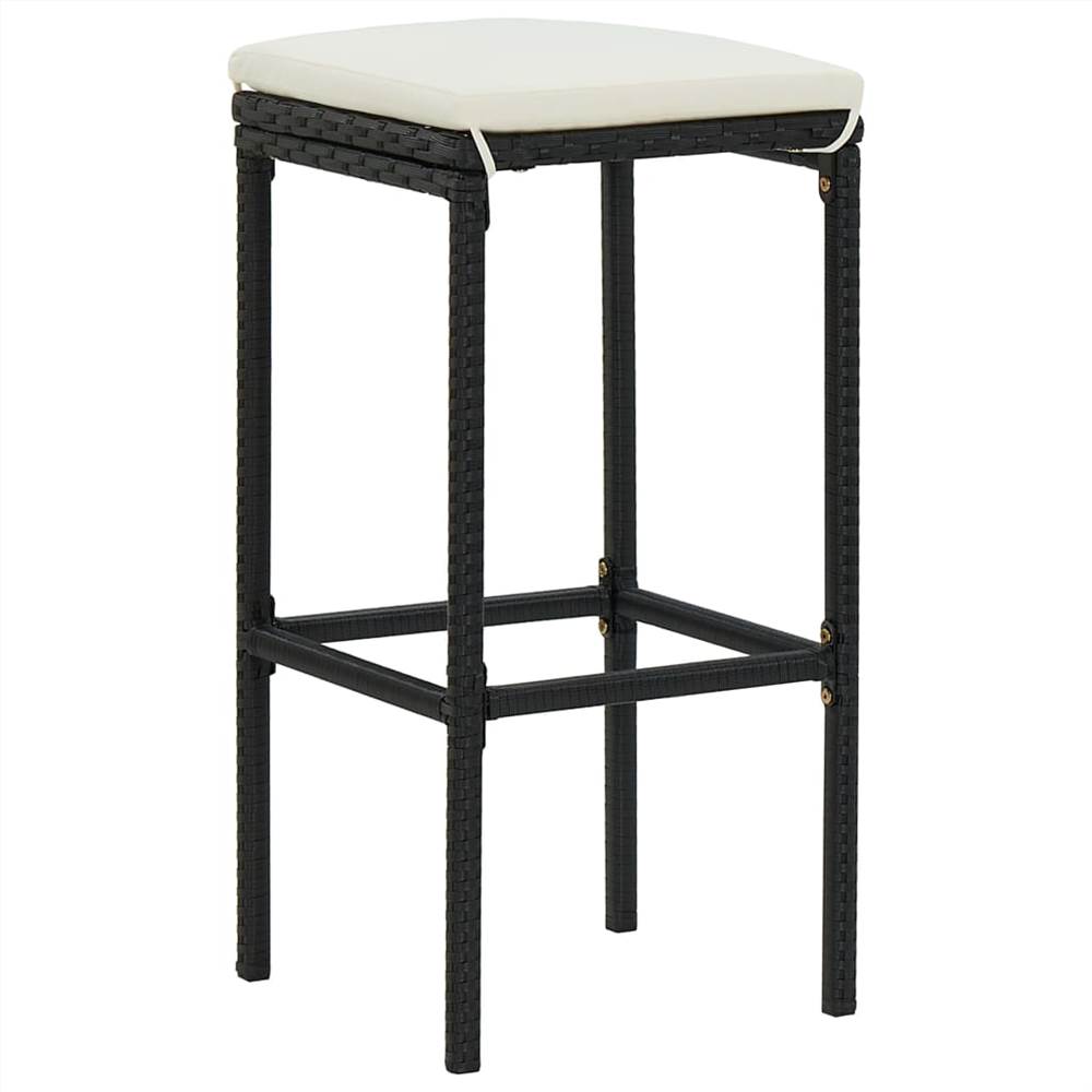 3 Piece Garden Bar Set with Cushions Poly Rattan Black