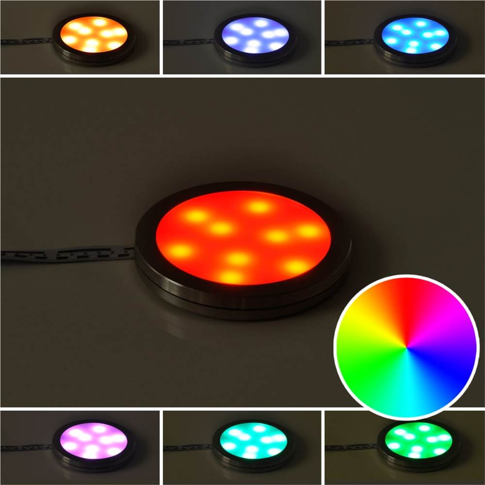 4 Pcs Round Kitchen Under Cabinet Counter LED Lights Kit
