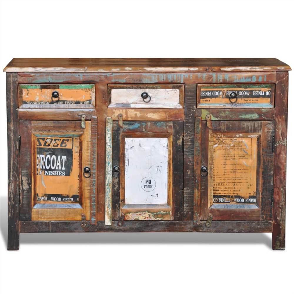 Reclaimed Cupboard Solid Wood Vintage with 3 Drawers 3 Doors