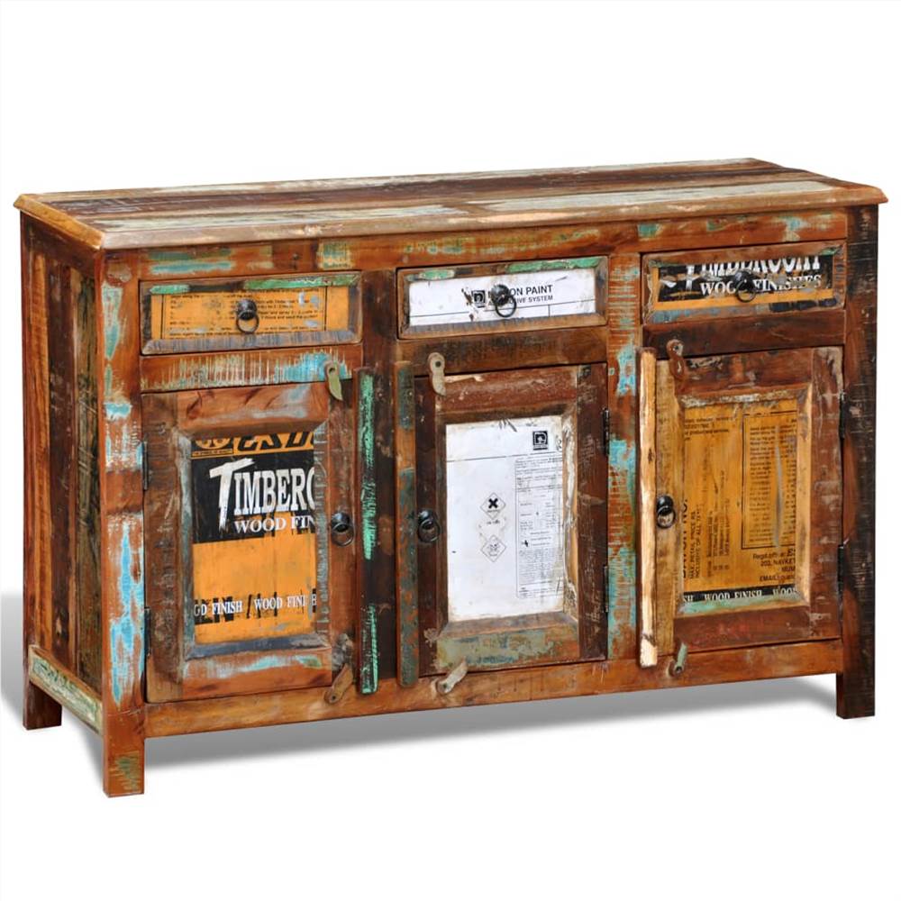 Reclaimed Cupboard Solid Wood Vintage with 3 Drawers 3 Doors