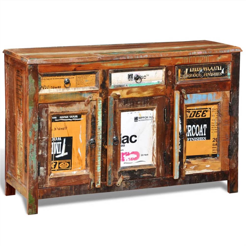 Reclaimed Cupboard Solid Wood Vintage with 3 Drawers 3 Doors