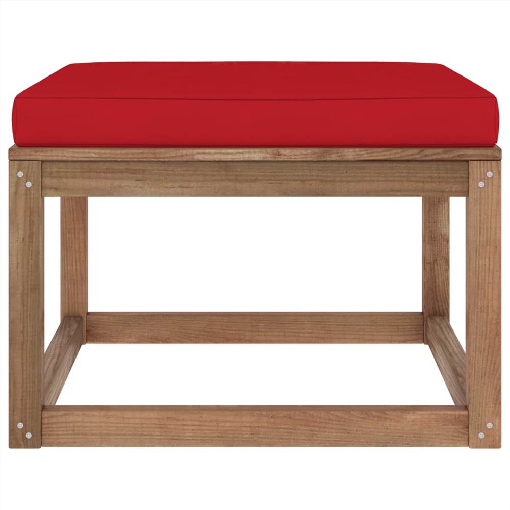 Garden Footrest with Red Cushion