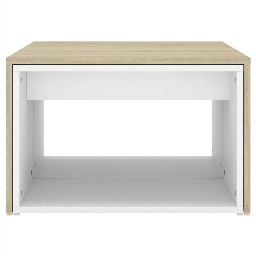 3 Piece Nesting Coffee Table Set White & Sonoma Oak 60x60x30 cm