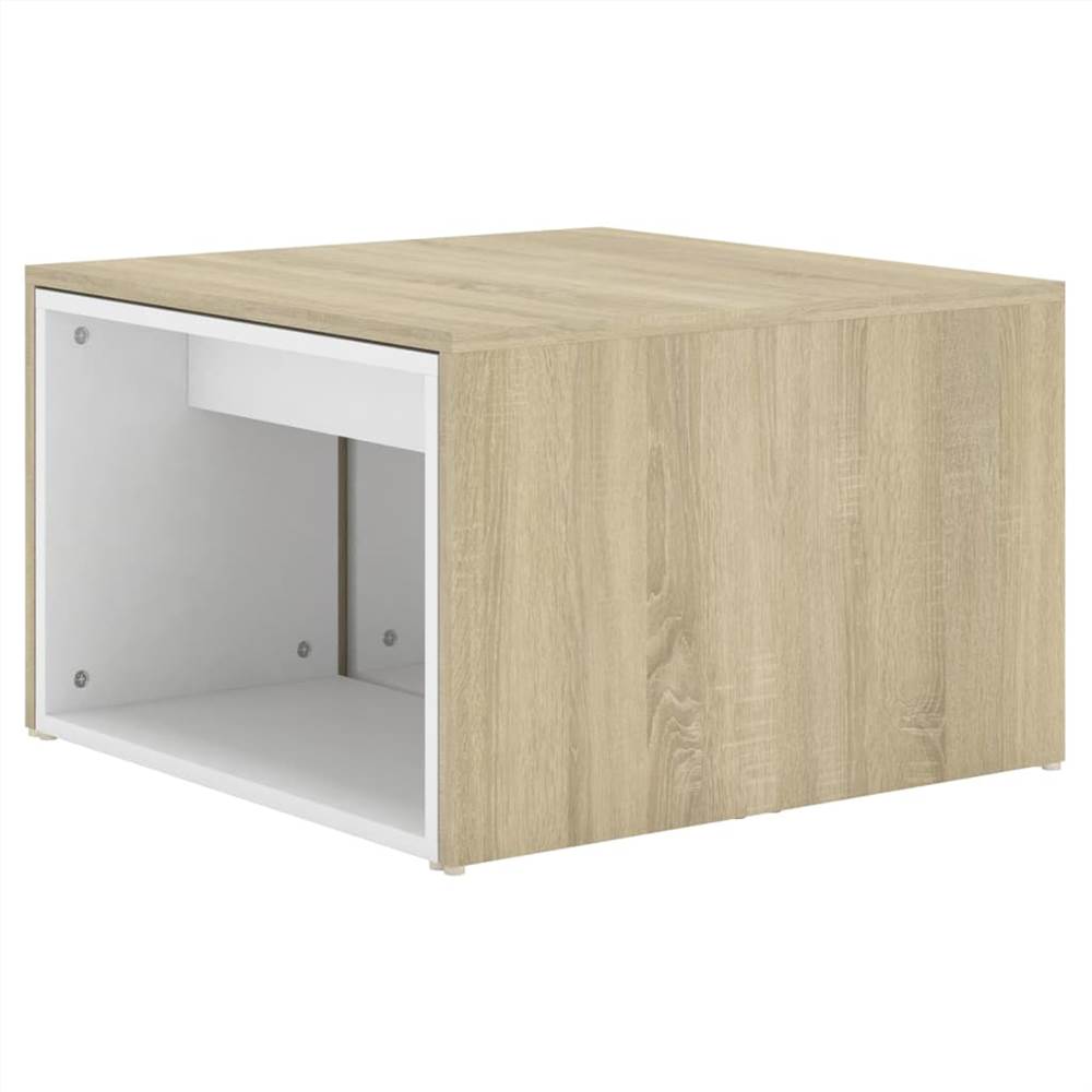 3 Piece Nesting Coffee Table Set White & Sonoma Oak 60x60x30 cm
