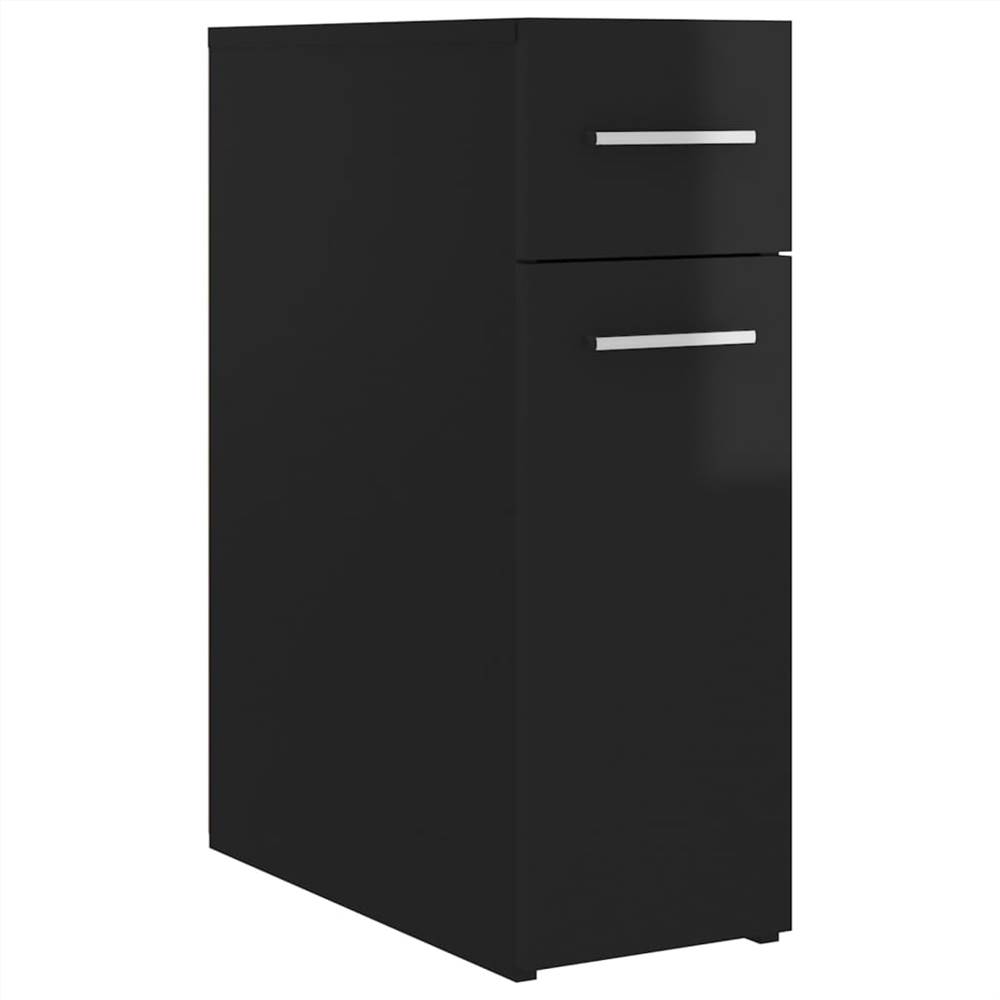 Apothecary Cabinet High Gloss Black 20x45.5x60 cm Chipboard