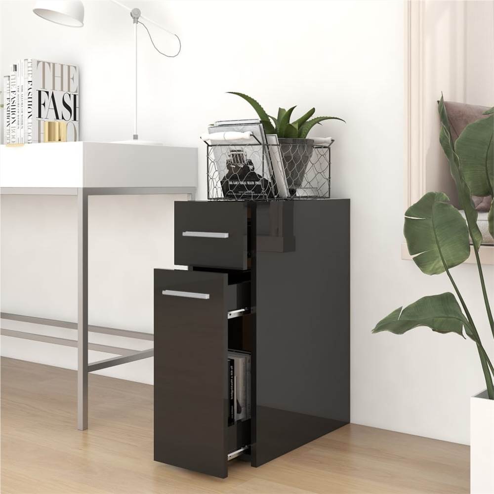 Apothecary Cabinet High Gloss Black 20x45.5x60 cm Chipboard