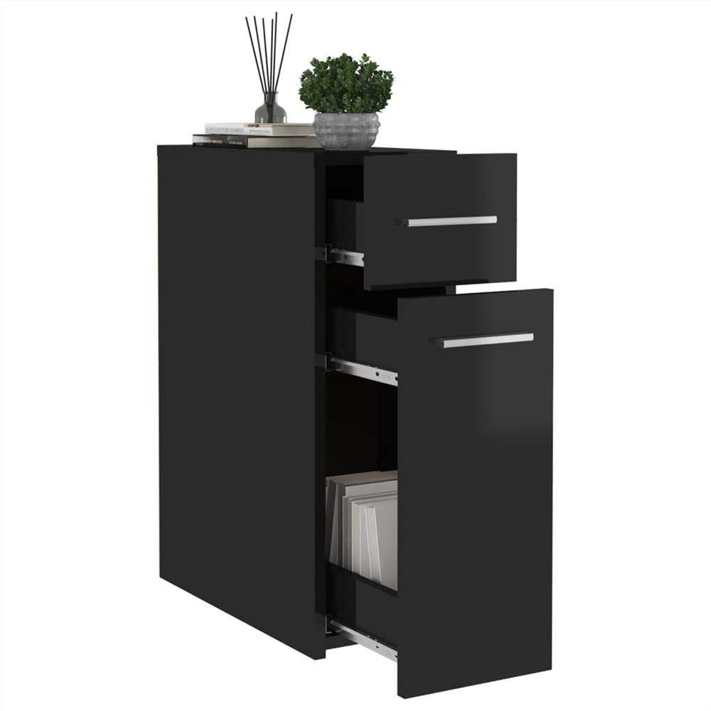 Apothecary Cabinet High Gloss Black 20x45.5x60 cm Chipboard