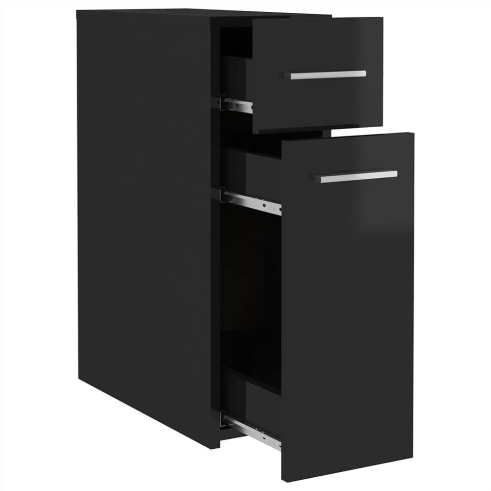 Apothecary Cabinet High Gloss Black 20x45.5x60 cm Chipboard