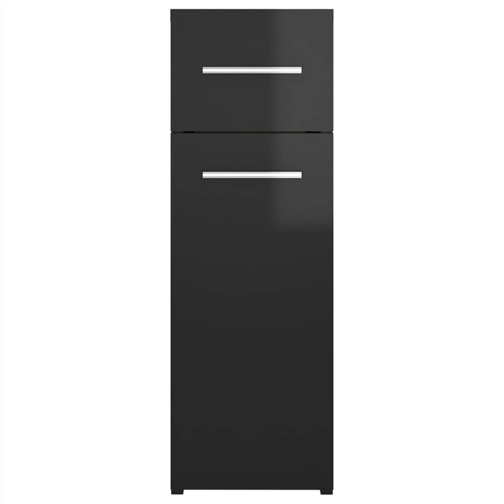 Apothecary Cabinet High Gloss Black 20x45.5x60 cm Chipboard