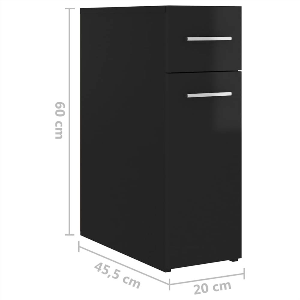 Apothecary Cabinet High Gloss Black 20x45.5x60 cm Chipboard