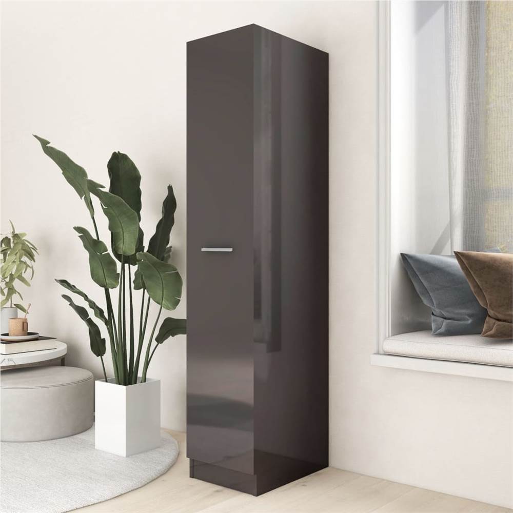 Apothecary Cabinet High Gloss Grey 30x42.5x150 cm Chipboard