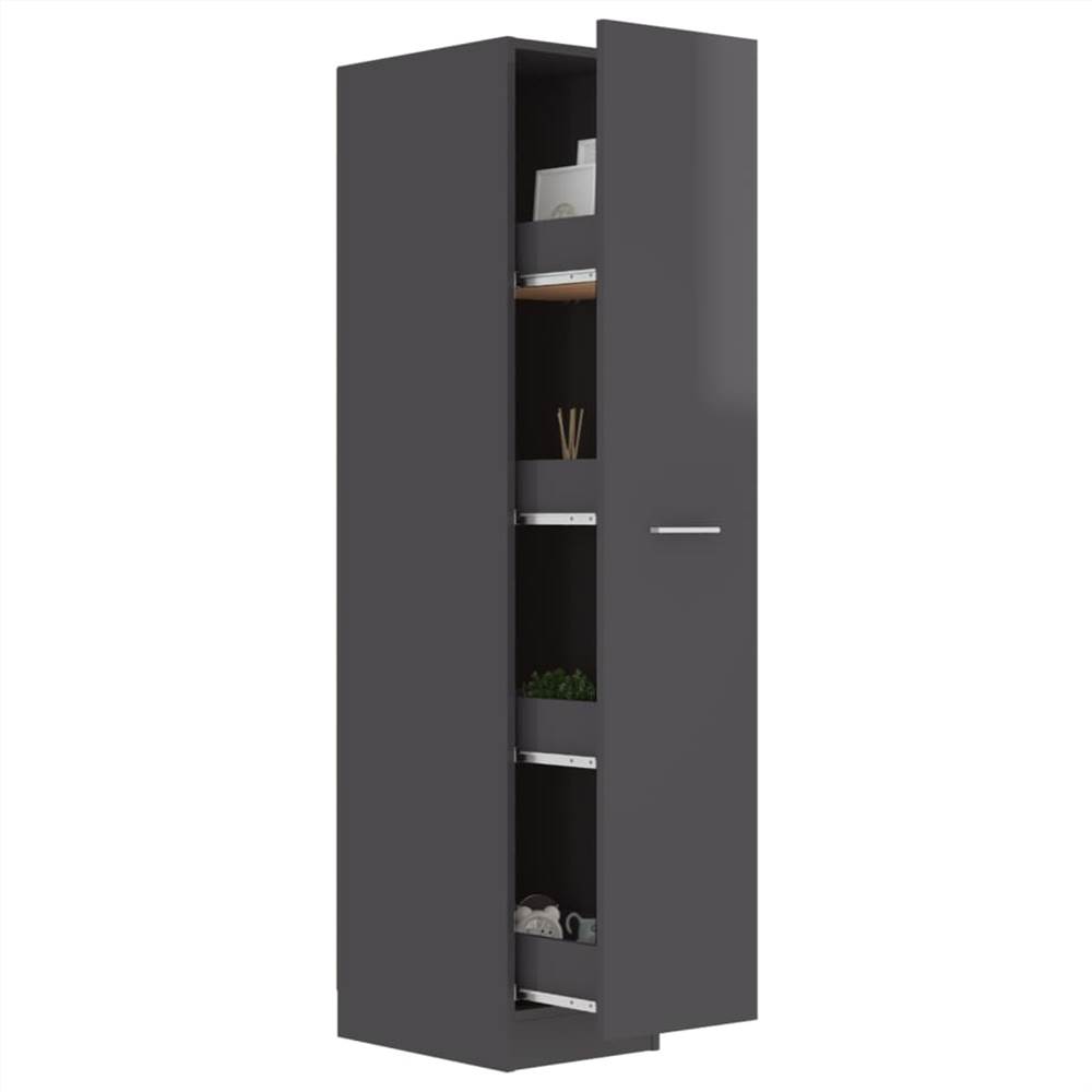 Apothecary Cabinet High Gloss Grey 30x42.5x150 cm Chipboard