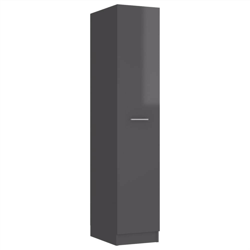 Apothecary Cabinet High Gloss Grey 30x42.5x150 cm Chipboard