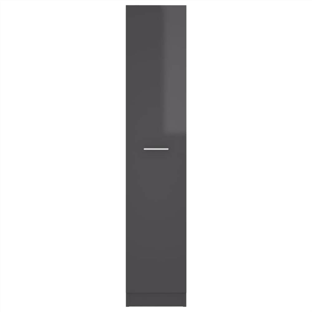 Apothecary Cabinet High Gloss Grey 30x42.5x150 cm Chipboard