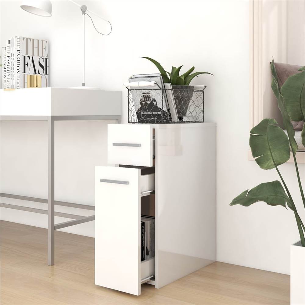 Apothecary Cabinet High Gloss White 20x45.5x60 cm Chipboard