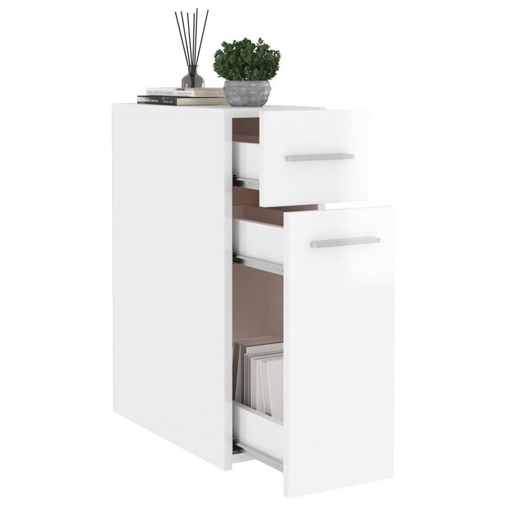 Apothecary Cabinet High Gloss White 20x45.5x60 cm Chipboard