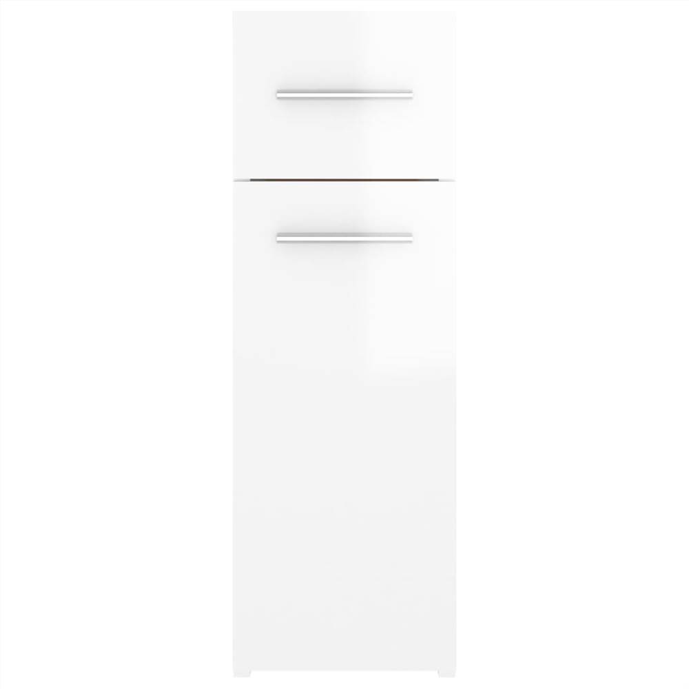 Apothecary Cabinet High Gloss White 20x45.5x60 cm Chipboard