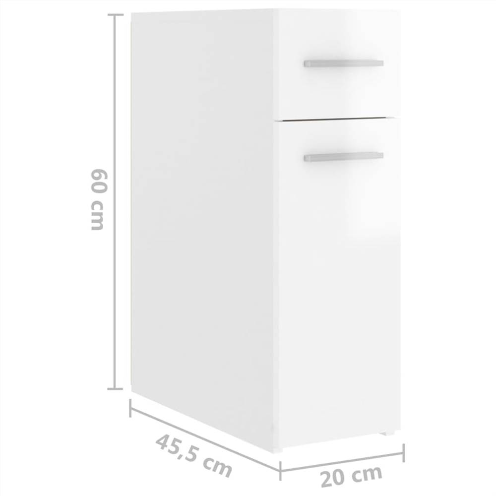 Apothecary Cabinet High Gloss White 20x45.5x60 cm Chipboard