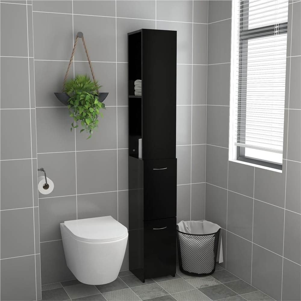 Bathroom Cabinet Black 25x25x170 cm Chipboard