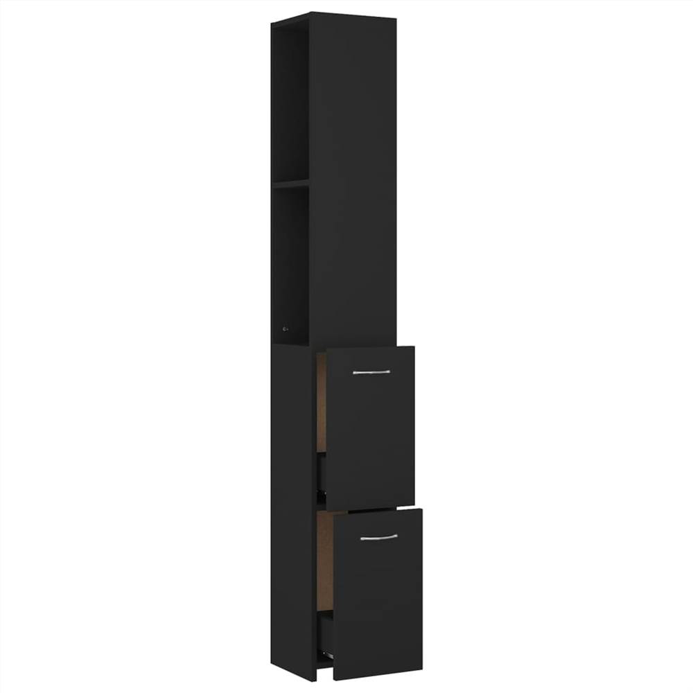 Bathroom Cabinet Black 25x25x170 cm Chipboard