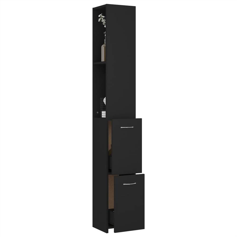 Bathroom Cabinet Black 25x25x170 cm Chipboard