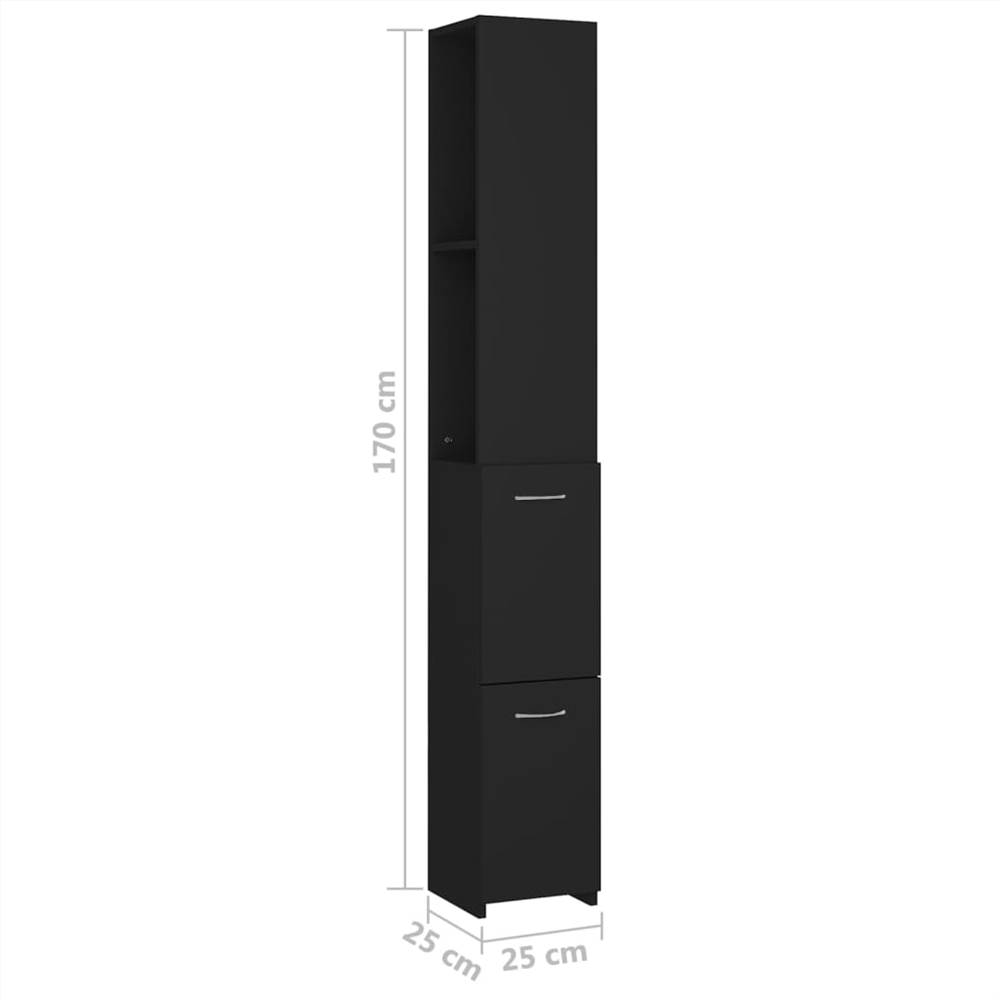 Bathroom Cabinet Black 25x25x170 cm Chipboard