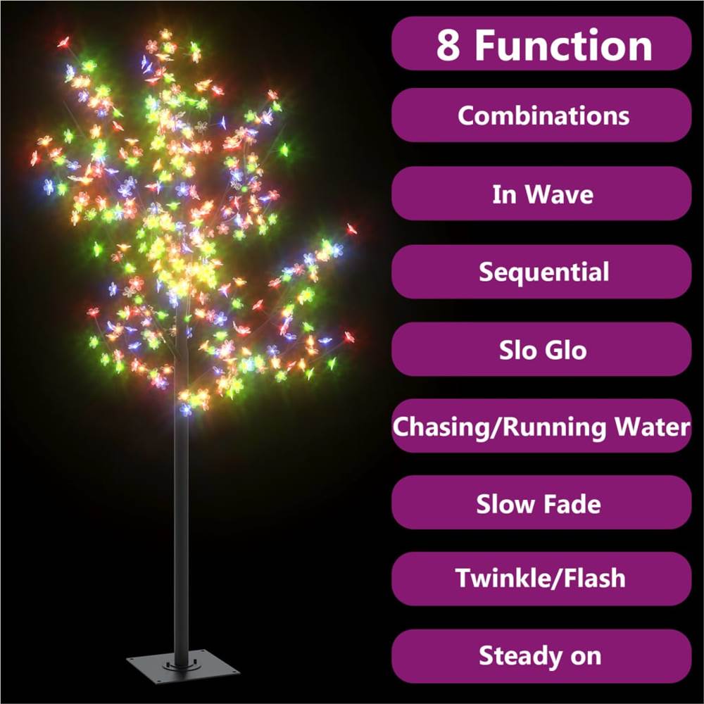 Christmas Tree 200 LEDs Colourful Light Cherry Blossom 180 cm