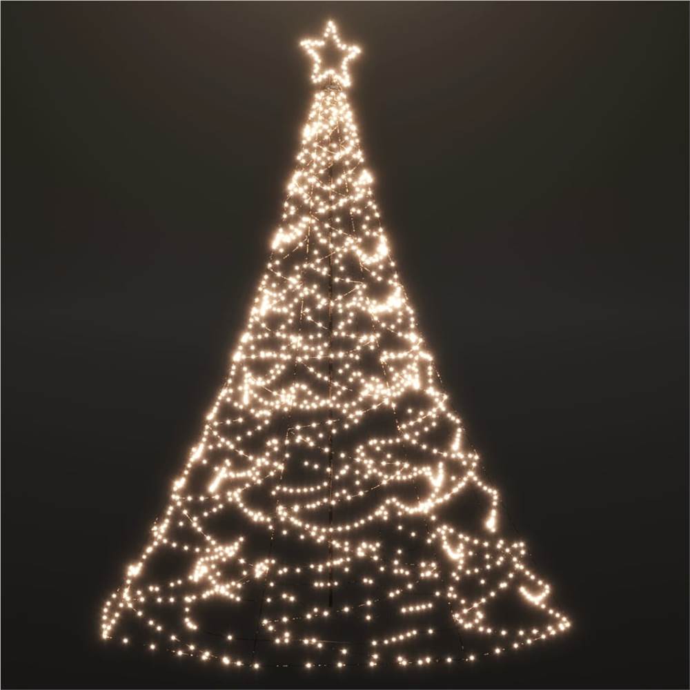 Christmas Tree with Metal Post 500 LEDs Warm White 3 m