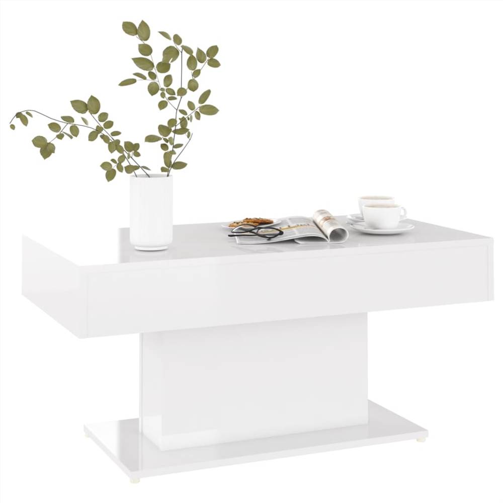 Coffee Table High Gloss White 96x50x45 cm Chipboard