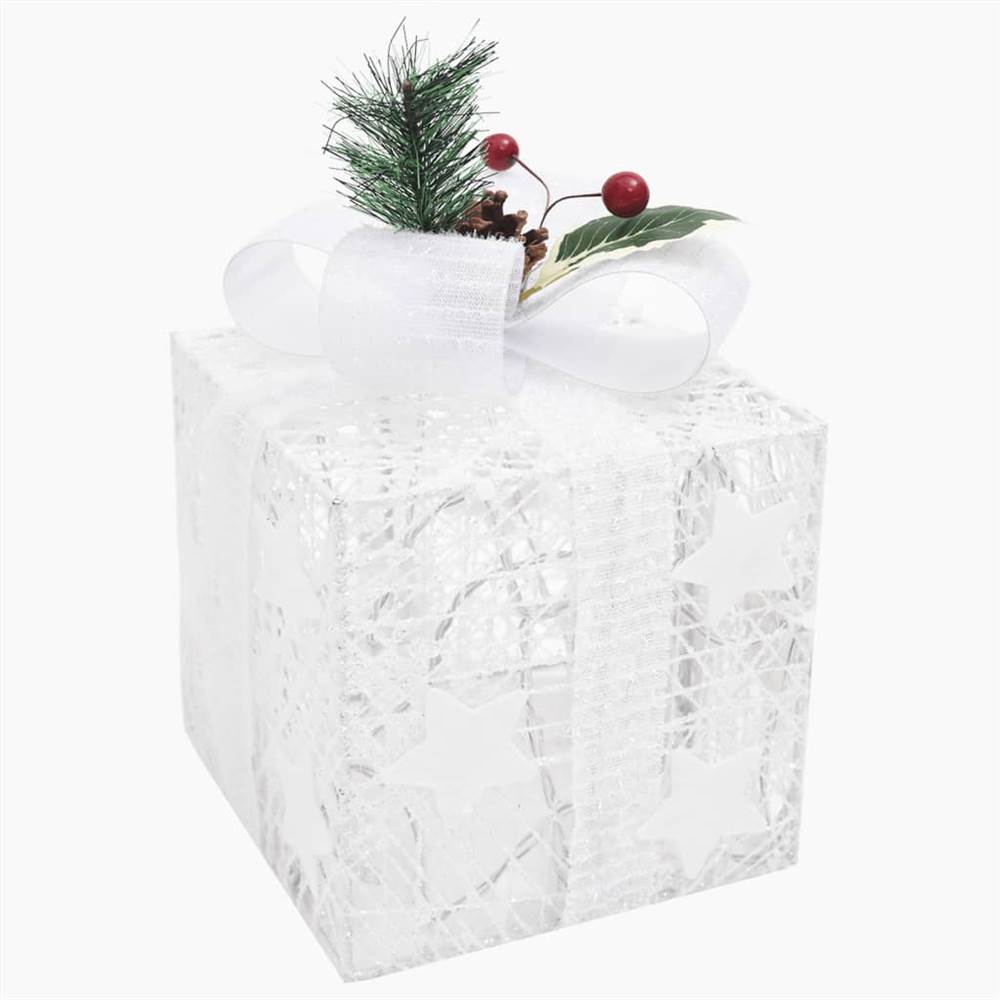 Decorative Christmas Gift Boxes 3 pcs Silver Outdoor Indoor