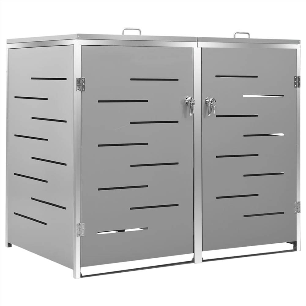 Double Wheelie Bin Shed 138x77.5x115.5 cm Stainless Steel
