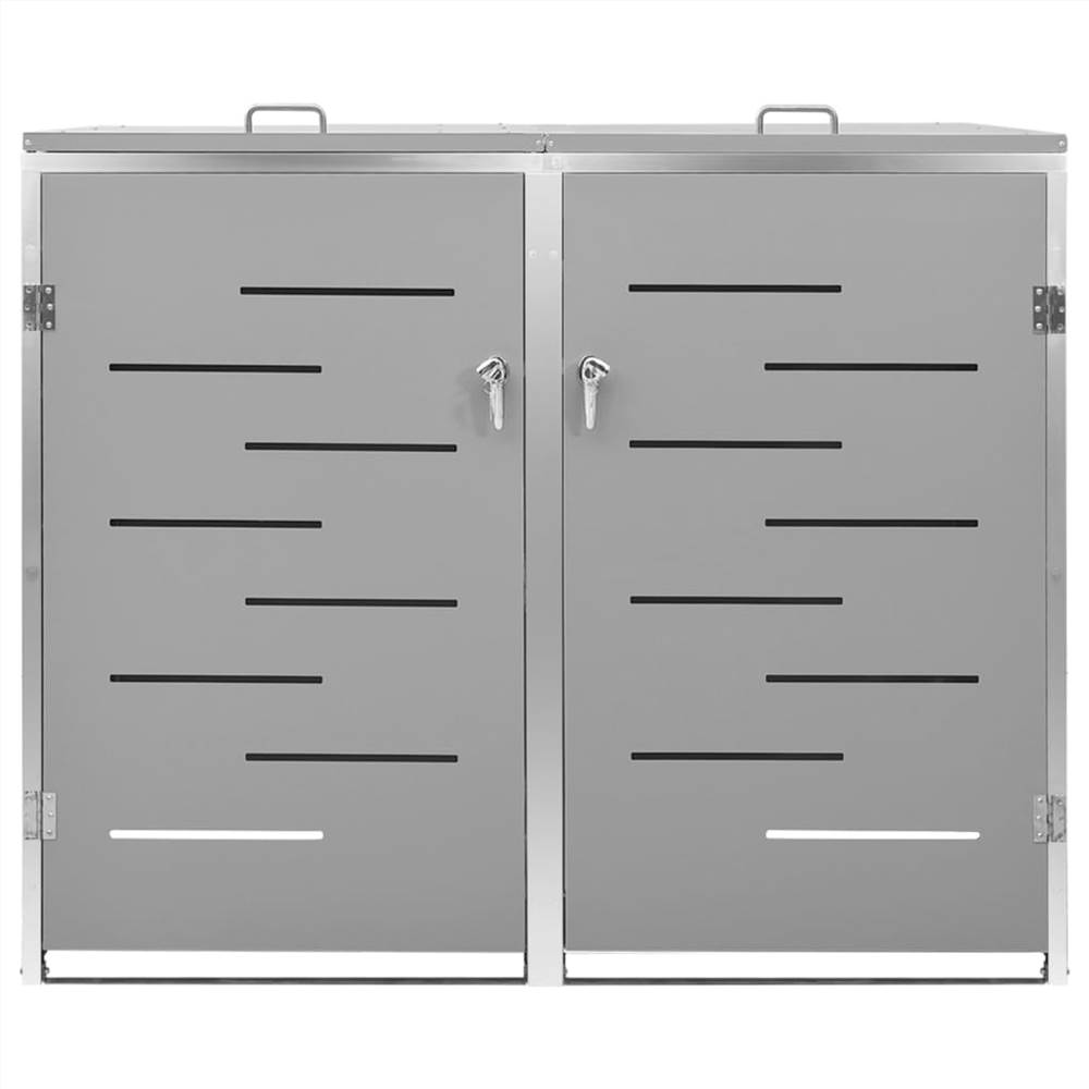 Double Wheelie Bin Shed 138x77.5x115.5 cm Stainless Steel