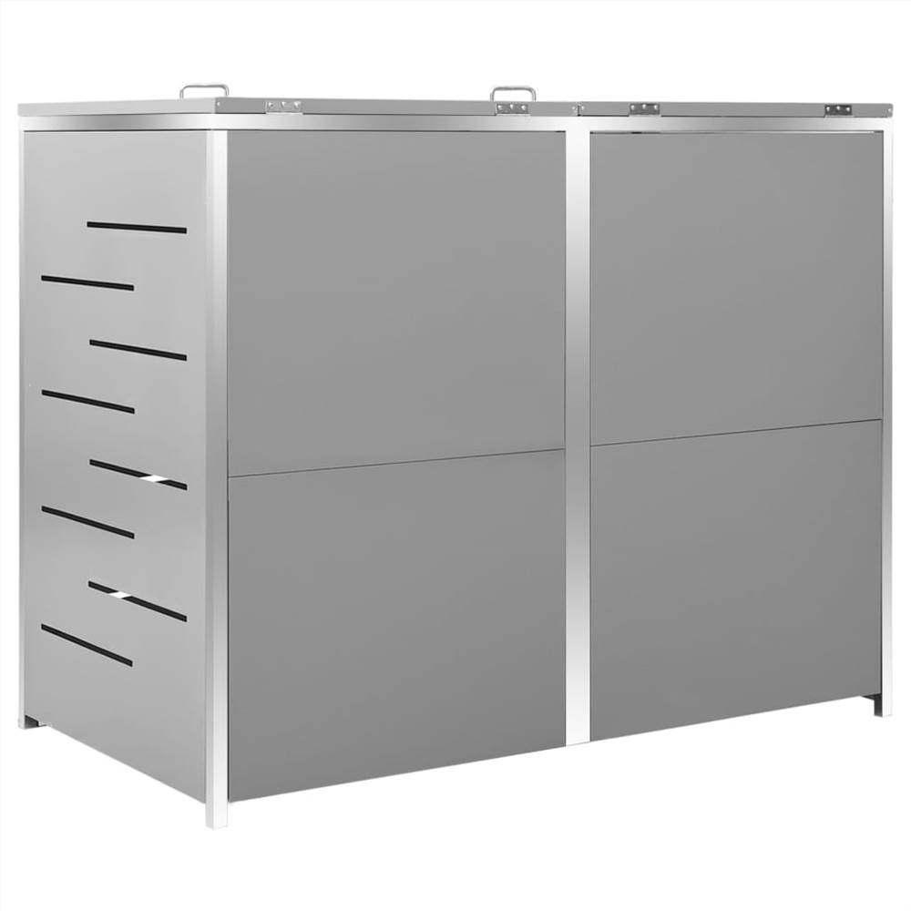 Double Wheelie Bin Shed 138x77.5x115.5 cm Stainless Steel