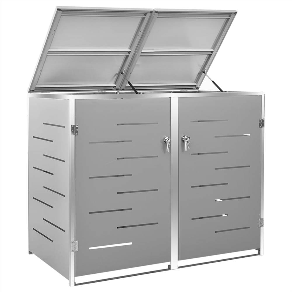 Double Wheelie Bin Shed 138x77.5x115.5 cm Stainless Steel