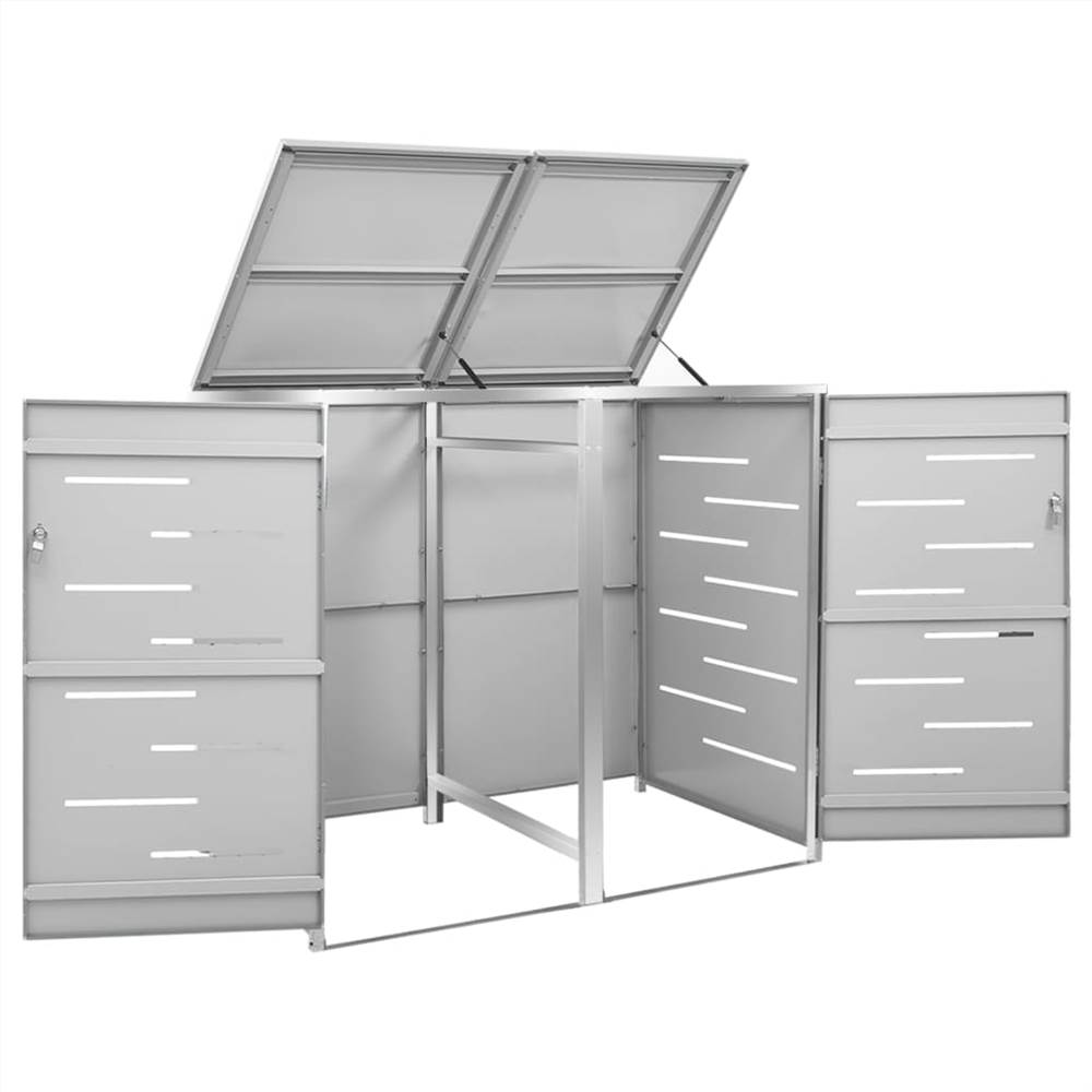 Double Wheelie Bin Shed 138x77.5x115.5 cm Stainless Steel