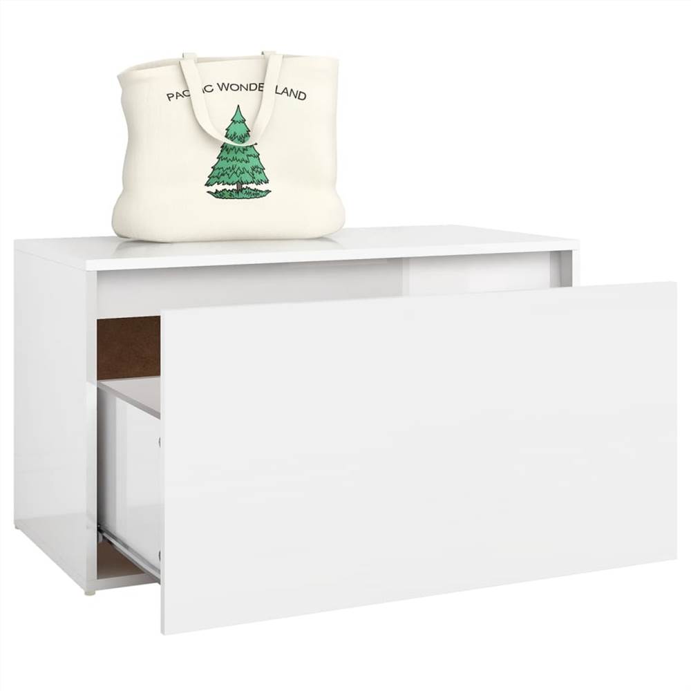 Hall Bench 80x40x45 cm High Gloss White Chipboard