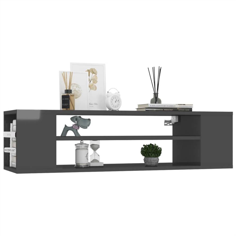 Hanging TV Cabinet High Gloss Grey 100x30x26.5 cm Chipboard