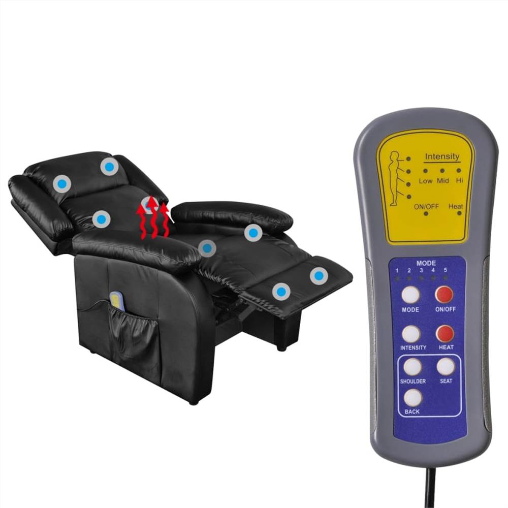 Massage Chair Black Faux Leather