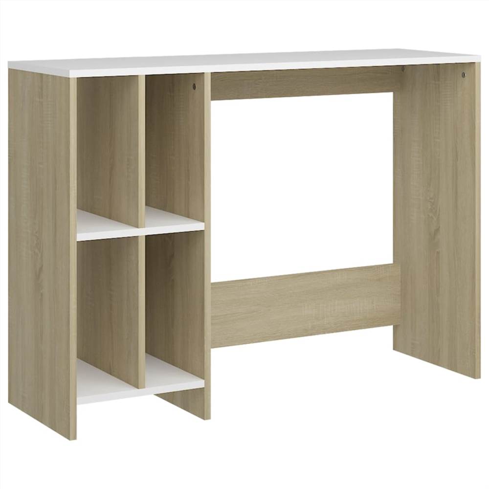 Notebook Desk White and Sonoma Oak 102.5x35x75 cm Chipboard