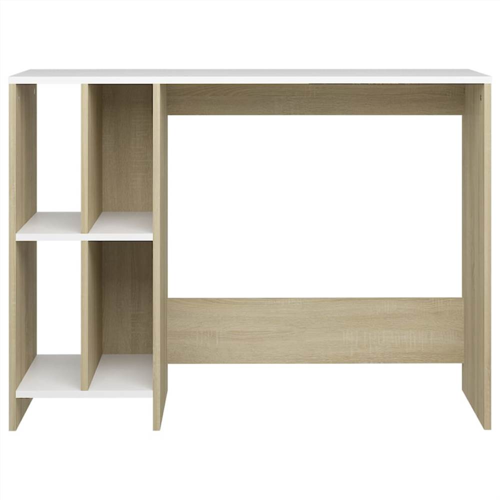 Notebook Desk White and Sonoma Oak 102.5x35x75 cm Chipboard