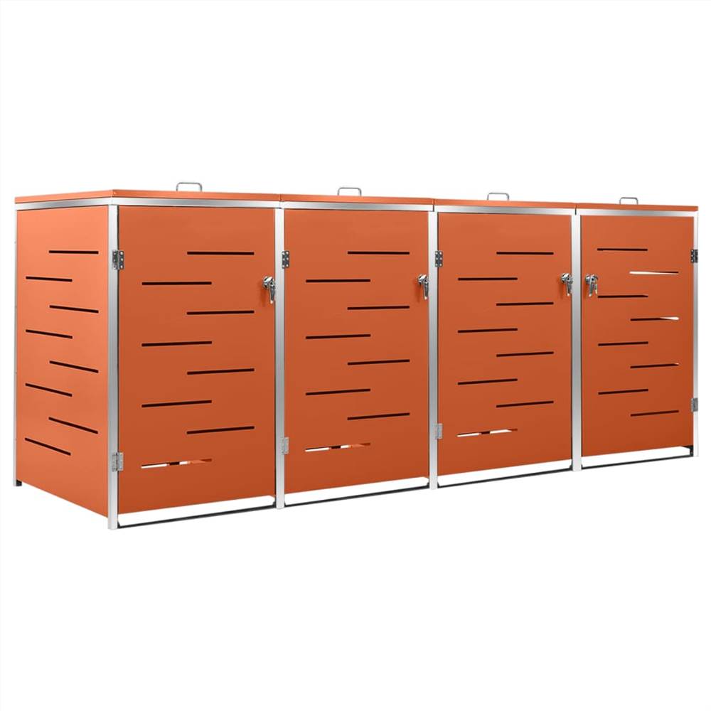 Quadruple Wheelie Bin Shed 276.5x77.5x115.5 cm Stainless Steel