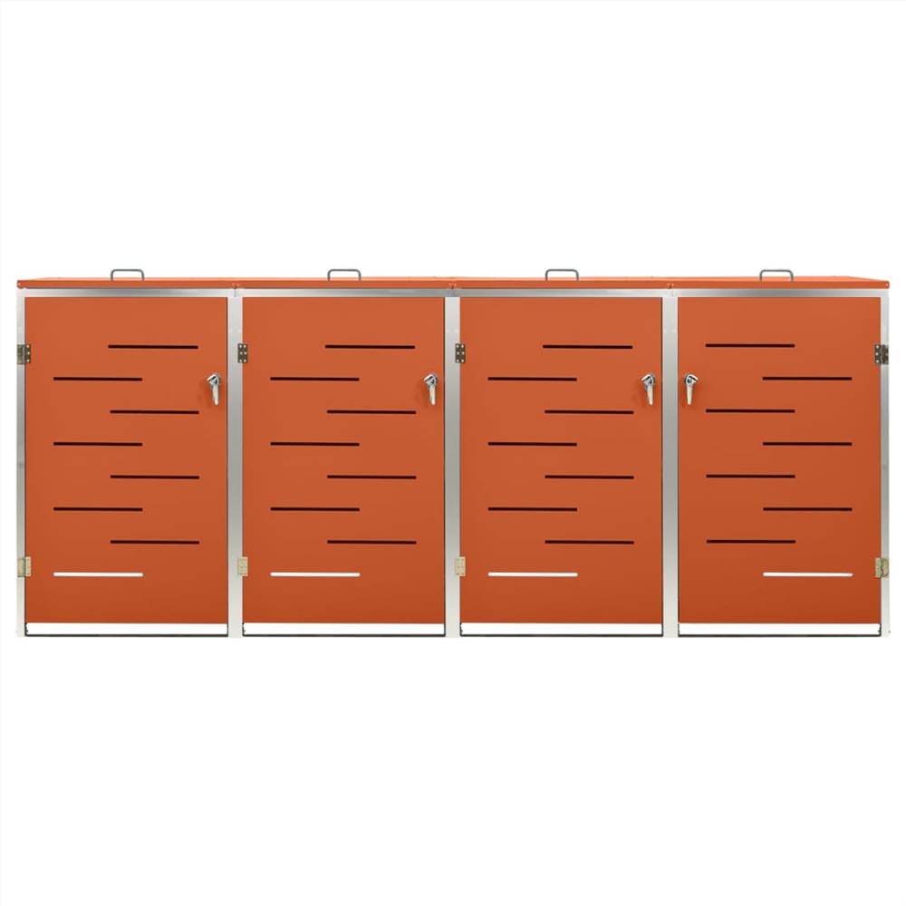 Quadruple Wheelie Bin Shed 276.5x77.5x115.5 cm Stainless Steel
