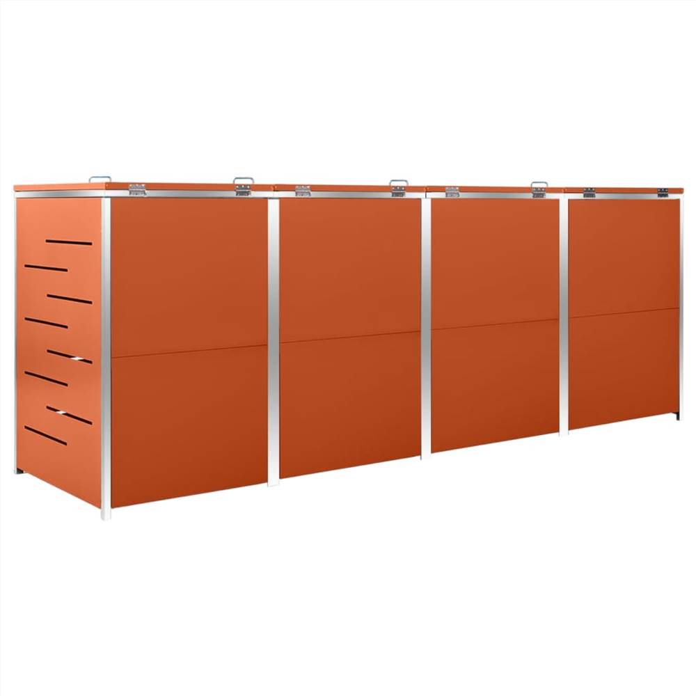 Quadruple Wheelie Bin Shed 276.5x77.5x115.5 cm Stainless Steel