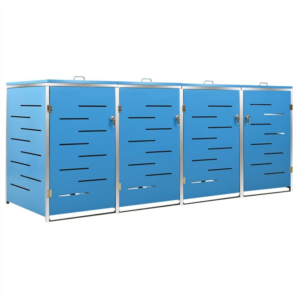 Quadruple Wheelie Bin Shed 276.5x77.5x115.5 cm Stainless Steel