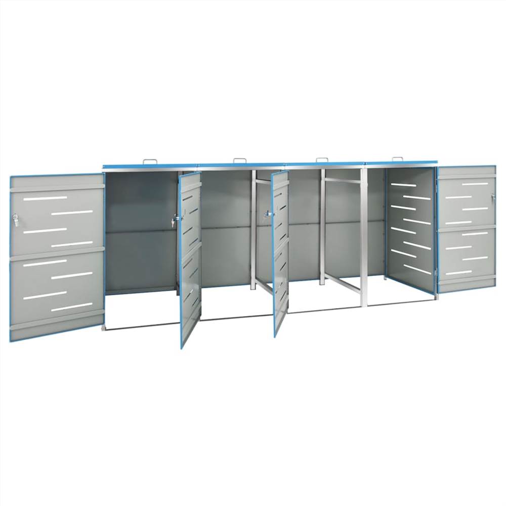 Quadruple Wheelie Bin Shed 276.5x77.5x115.5 cm Stainless Steel