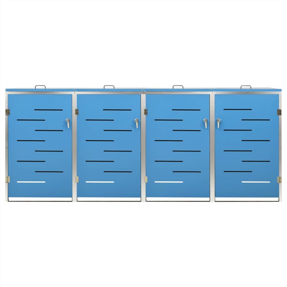 Quadruple Wheelie Bin Shed 276.5x77.5x115.5 cm Stainless Steel