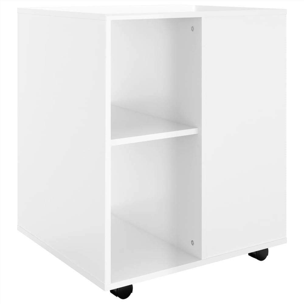 Rolling Cabinet High Gloss White 60x53x72 cm Chipboard